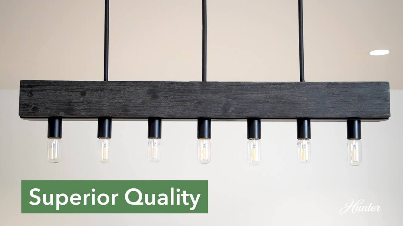Hunter Fair Oaks 4-Light Luxe Gold Lantern Linear Chandelier for Kitchen Island with No Bulbs Included