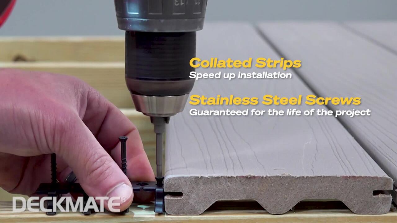 DECKMATE Collated Universal Hidden Deck Fasteners for Grooved Decking Black 200 sq. ft. Coverage (360-Pack)