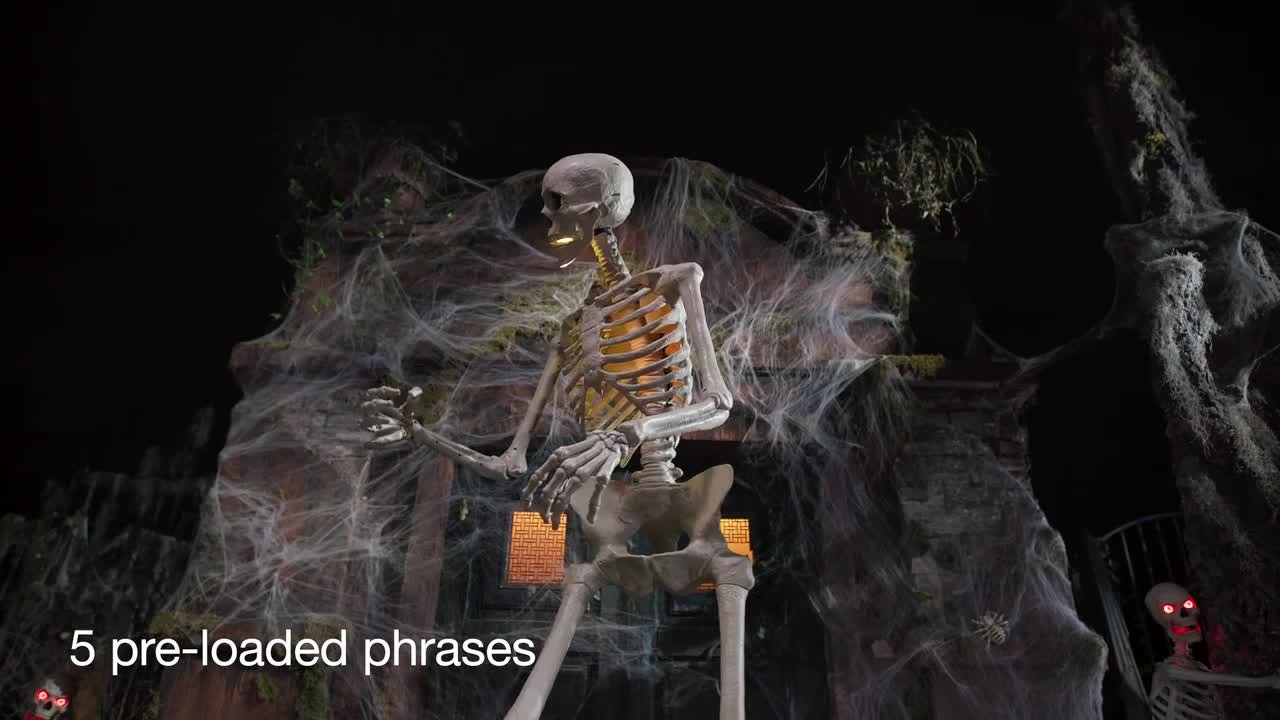 Home Accents Holiday - 6.5 FT Grave & Bones Animated LED App Controlled Ultra Skelly with LCD LifeEyes
