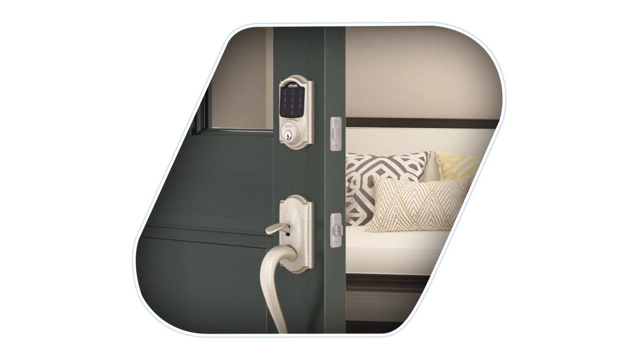 Schlage® Sense™ Satin Nickel Smart Door Deadbolt with Camelot Trim