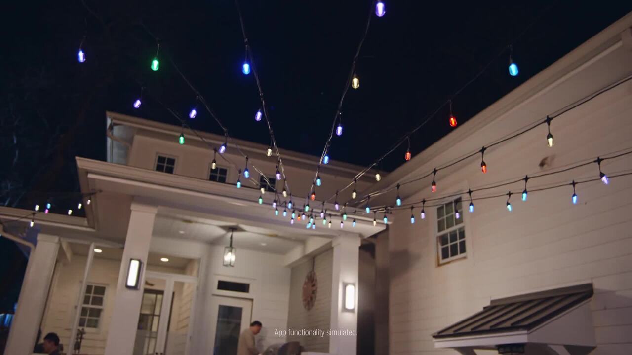 Hampton Bay Smart Black 12-Light 24 ft. Indoor/Outdoor Plug-in Integrated LED RGBW String Light with Party Mode Powered by Hubspace - image 3