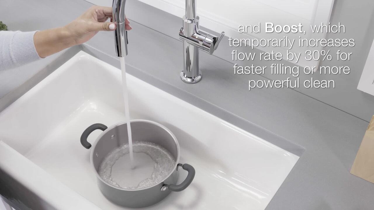 KOHLER Crue Single-Handle Touchless Pull-Down Sprayer Kitchen Faucet with Konnect in Matte Black