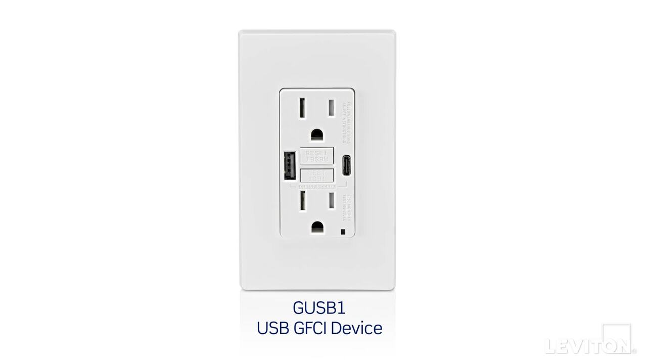 Leviton      30-Watt 6 Amp USB Dual Type-C with Power Delivery In-Wall Charger/15 Amp 125-Volt Tamper-Resistant Outlet, White