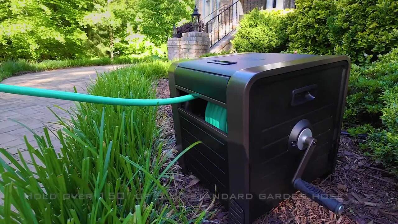 LIBERTY GARDEN 200 ft. Bronze Steel Elegant Hose Box Garden