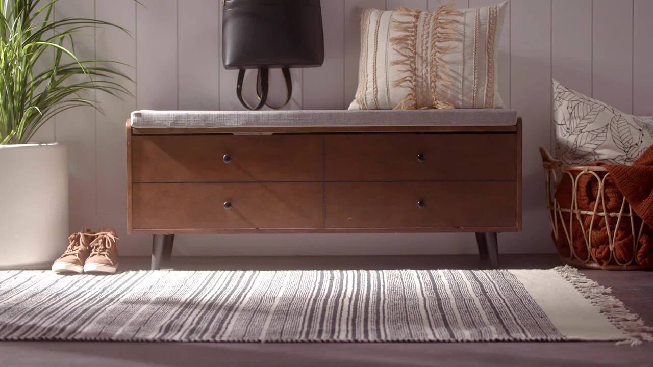 Mid-Century Storage Bench - Acorn