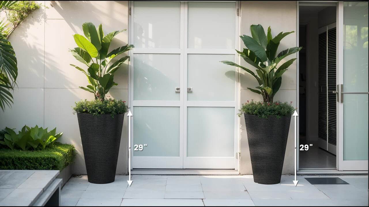 Sapcrete Large and Tall 18 in. H Round Charcoal Black Plastic