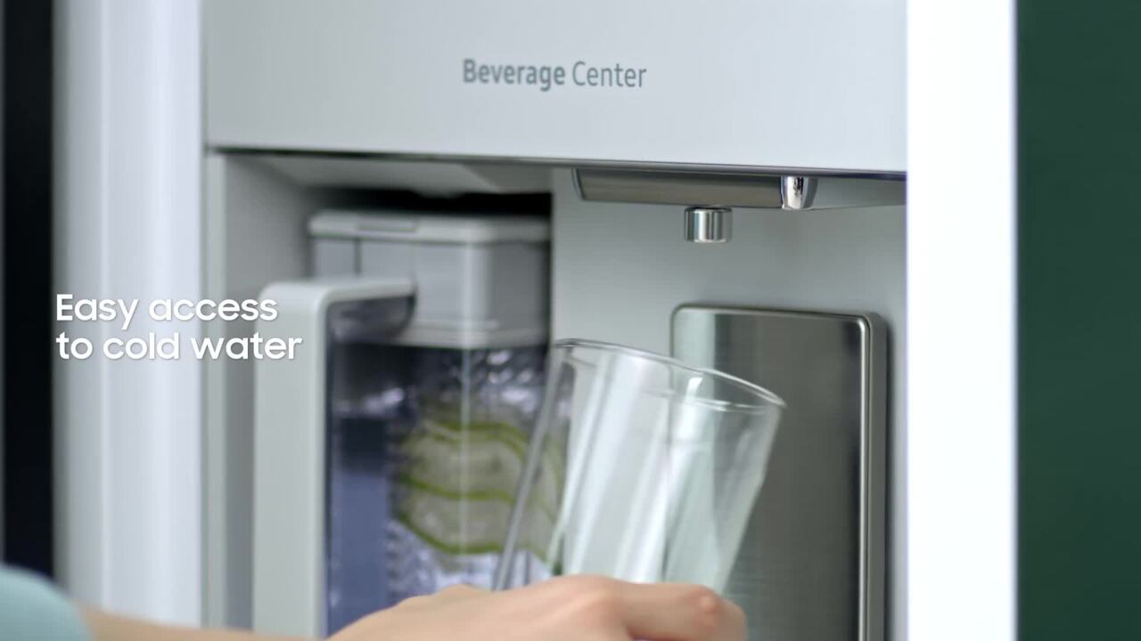 Bespoke 23 cu. ft. 4-Door French Door Smart Refrigerator with Beverage Center in White Glass, Counter Depth