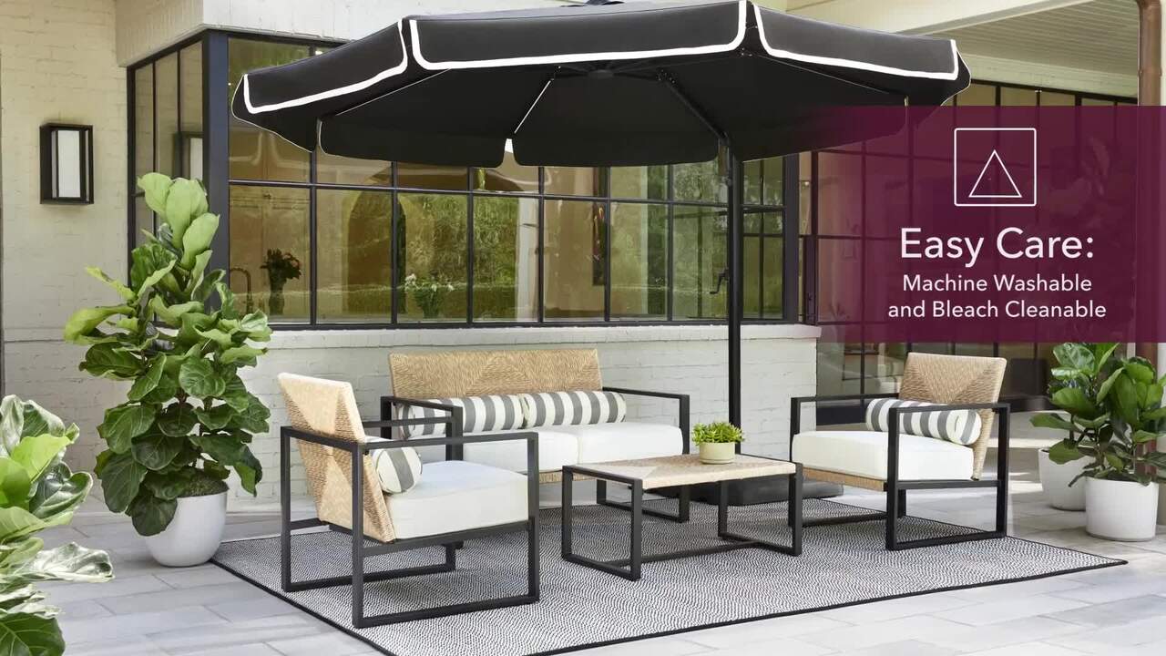 commercial offset patio umbrella Home Decorators Collection 10 ft. Commercial Aluminum and Steel Cantilever  Square Offset Patio Umbrella in Performance Fabric Gray-Base Included  YJAF-819C-NCS1