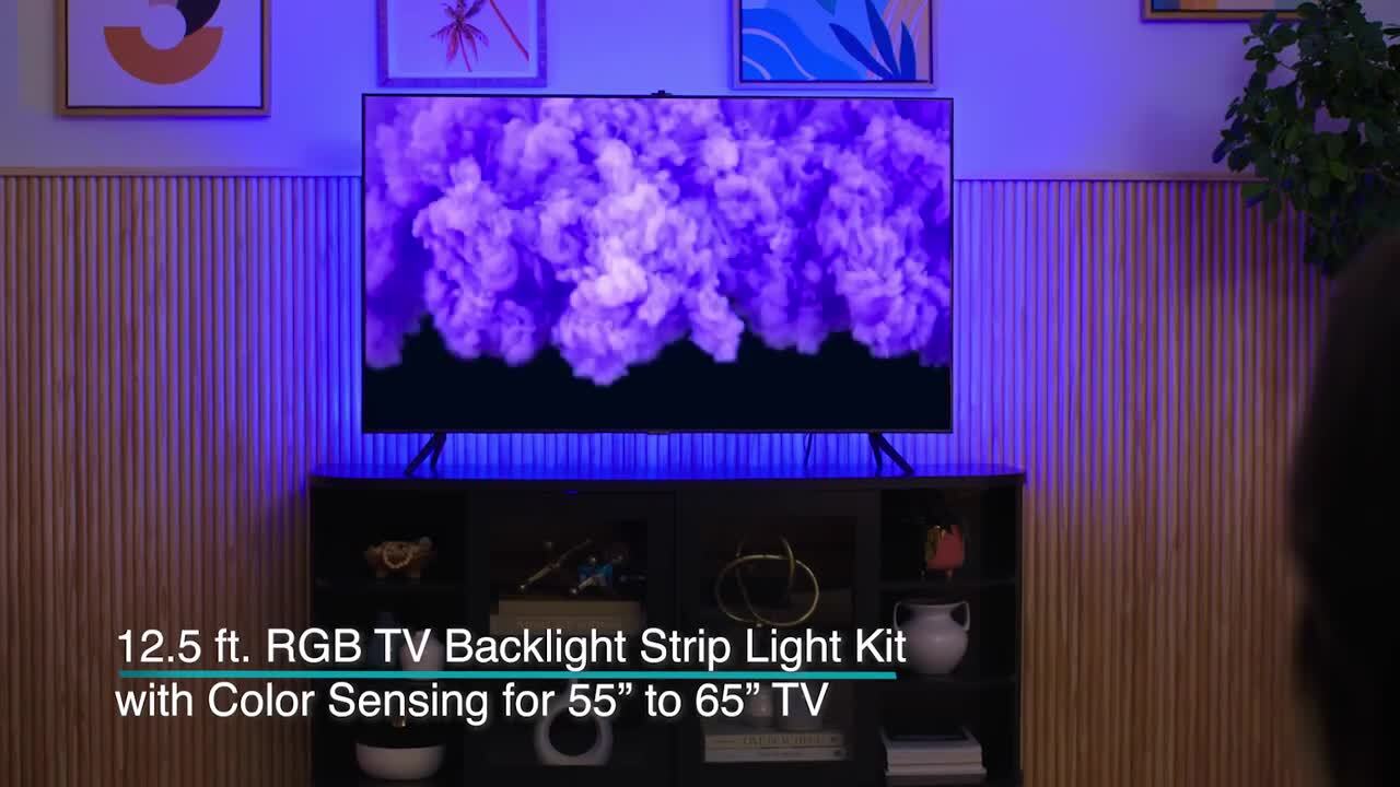 EcoSmart 55 to 65 TV RGB Color Sensing Dimmable Plug-In LED Black TV  Backlight with Remote Control LR1321-RGB-TV - The Home Depot