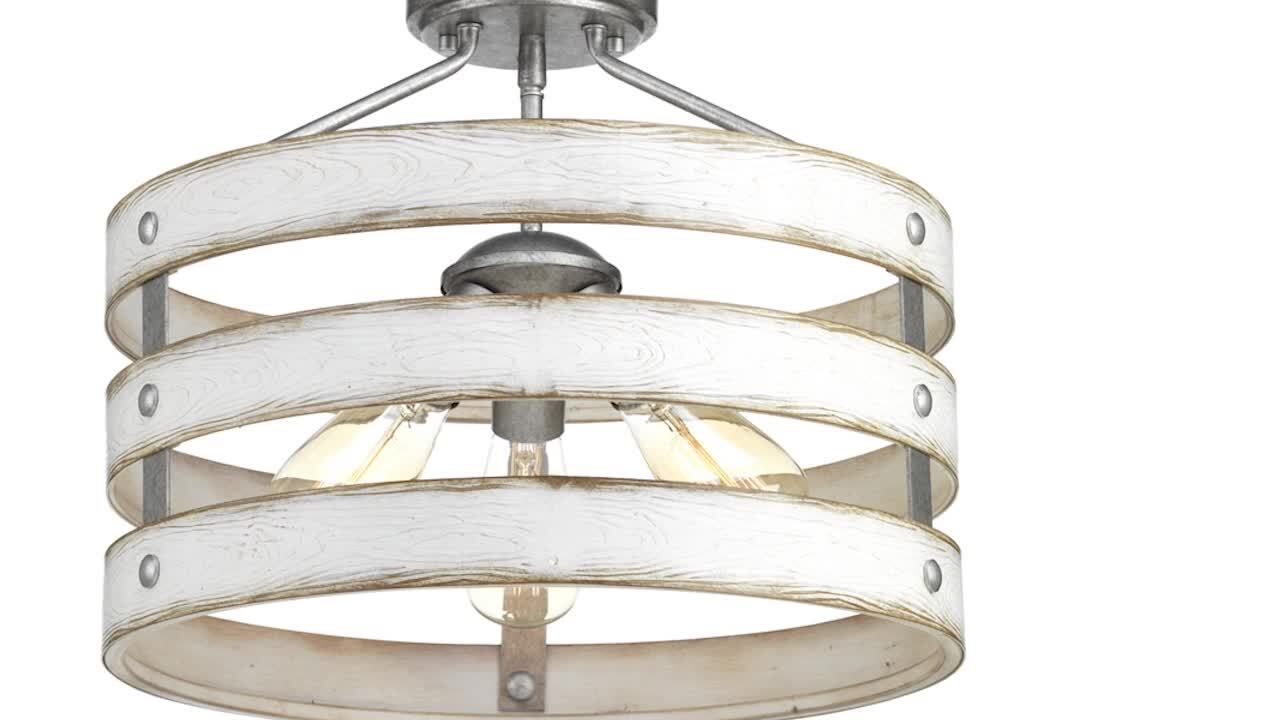 Progress Lighting Gulliver 8-Light Galvanized with Antique White Coastal Lantern Medium Hanging Pendant Light