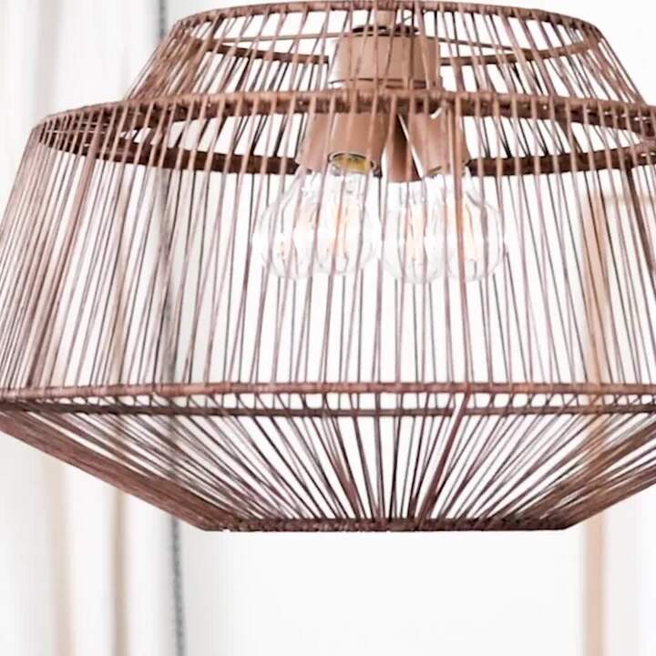 Hunter - Brookhollow 60-Watt 4-Light Sable Rattan Pendant Light with Rattan Shade, No Bulbs Included