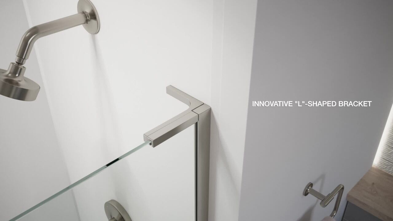 KOHLER Composed 57-58 in. W x 72 in. H Pivot Frameless Shower Door in Anodized Brushed Nickel with Crystal Clear Glass