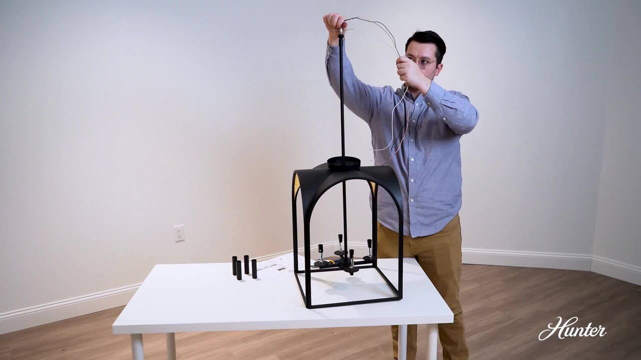 Hunter - Rossmoor 60-Watt 1-Light Luxe Gold Island Pendant Light with Bell Glass Shade, No Bulbs Included