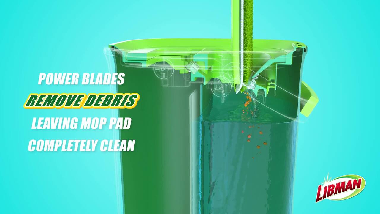 Libman - Rinse 'N Wring Microfiber Flat Mop and Bucket System with Extra Refill Pad
