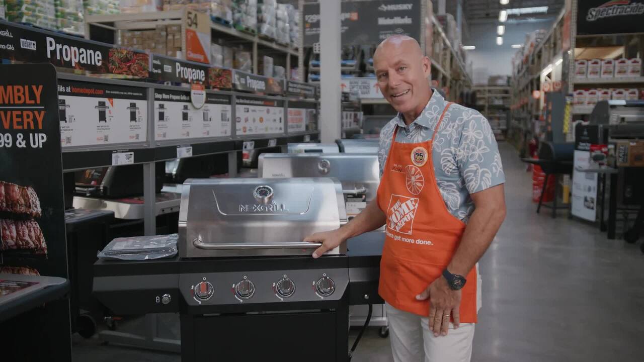 Nexgrill 4-Burner Propane Gas Grill in Black with Stainless Steel