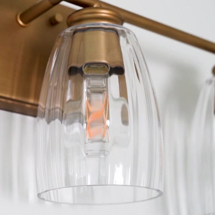 Hunter - Rossmoor 60-Watt 1-Light Luxe Gold Island Pendant Light with Bell Glass Shade, No Bulbs Included