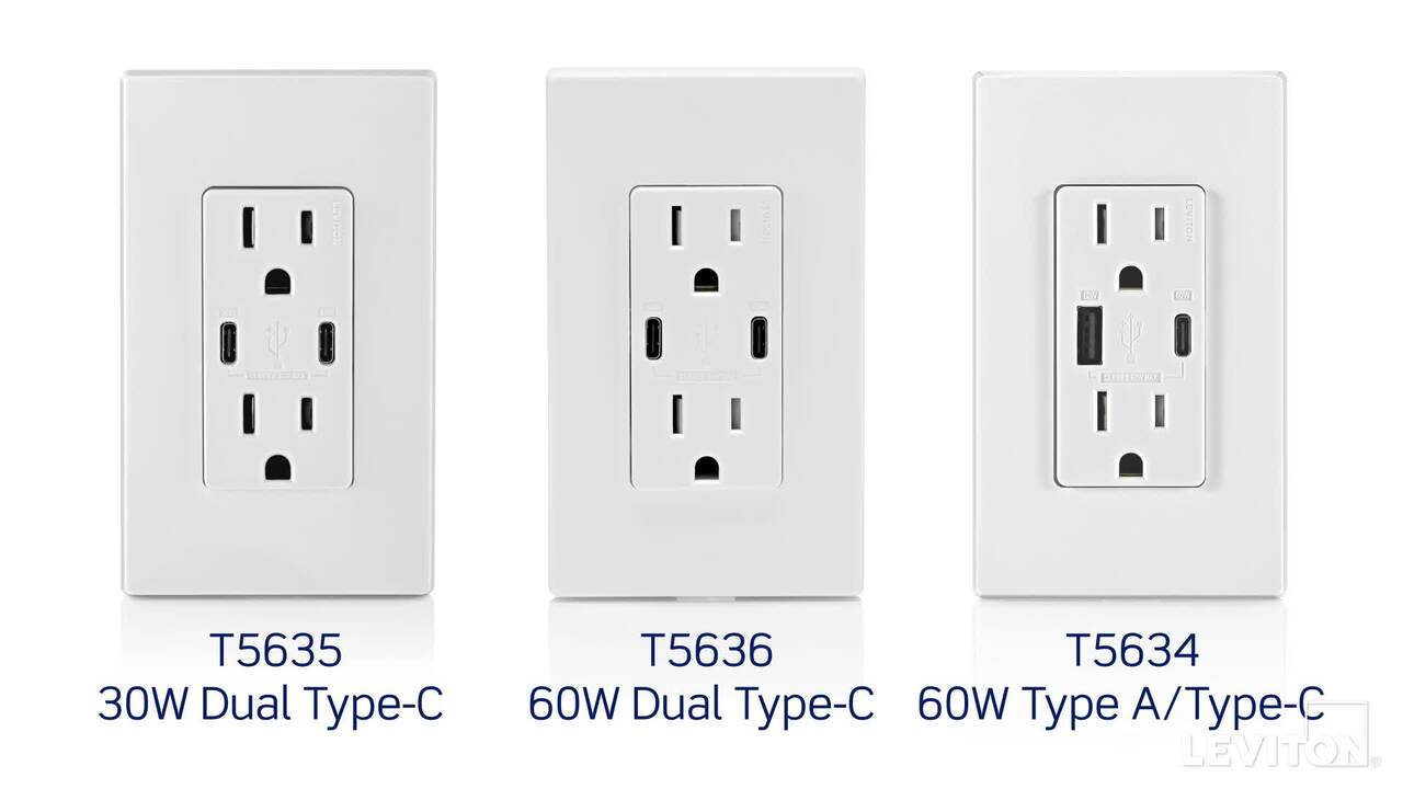 Leviton 15 Amp Decora Type A and C USB Charger Tamper-Resistant Outlet, White Leviton 15 Amp Decora Type A and C USB Charger Tamper-Resistant Outlet, White