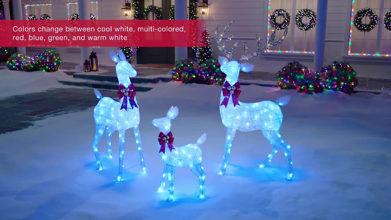 3-Piece Color-Changing LED Iridescent Deer Family Holiday Yard Decoration, image size:1280x720