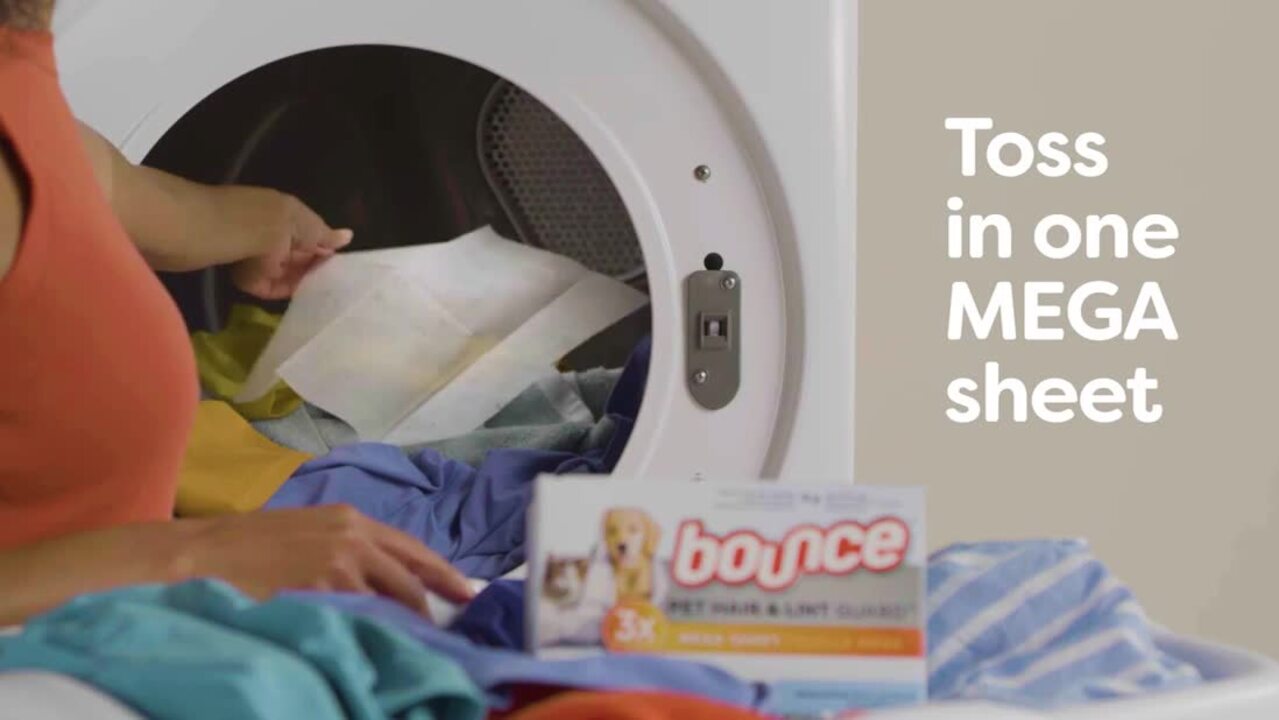 Bounce Pet Hair And Lint Guard Mega Dryer Sheets With 3x Pet Hair Fighters Fresh Scent 60 Count