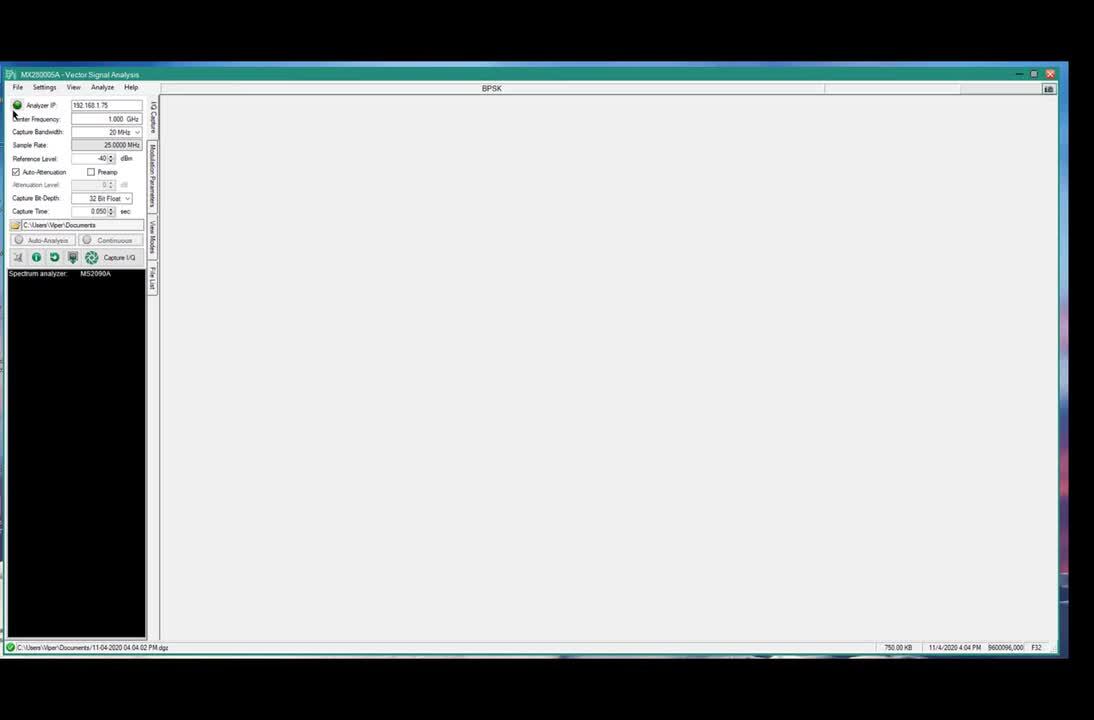 MX280005A Vector Signal Analyzer, Option 128 Demonstration using Triarchy VSG2G5C Vector Signal Generator
