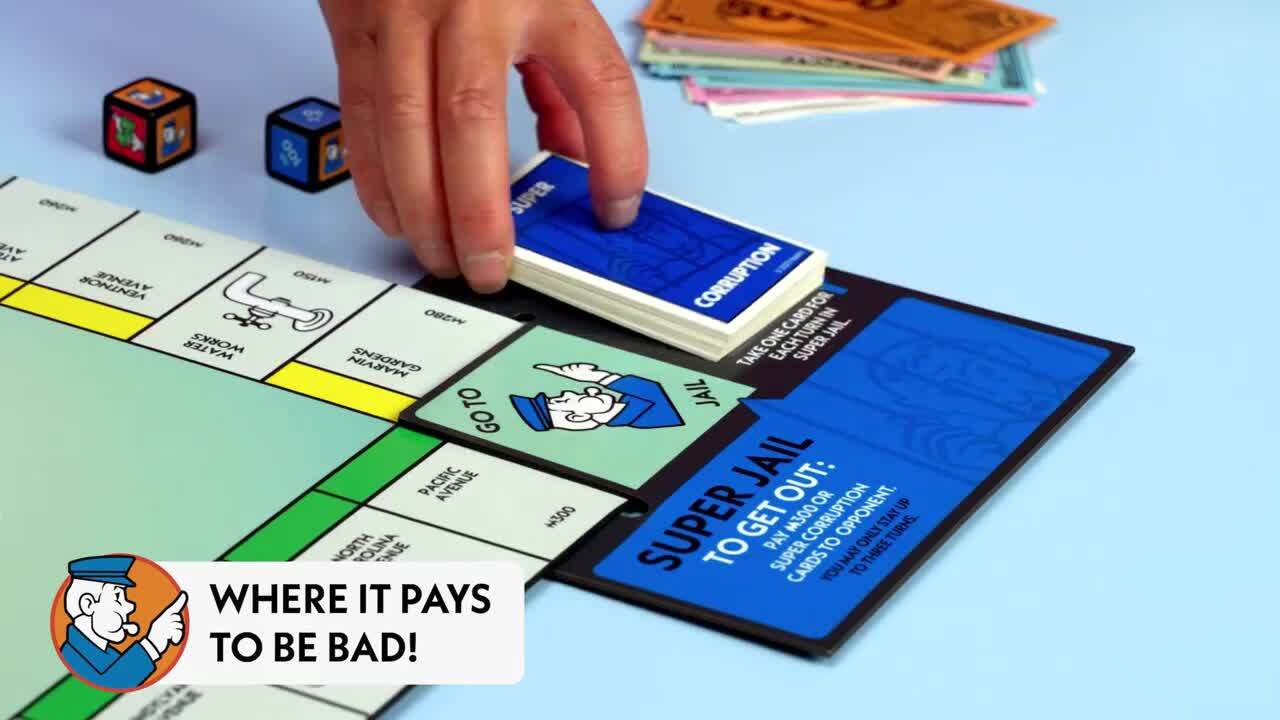 Monopoly Board Game, Classic Game with Storage Tray and Larger