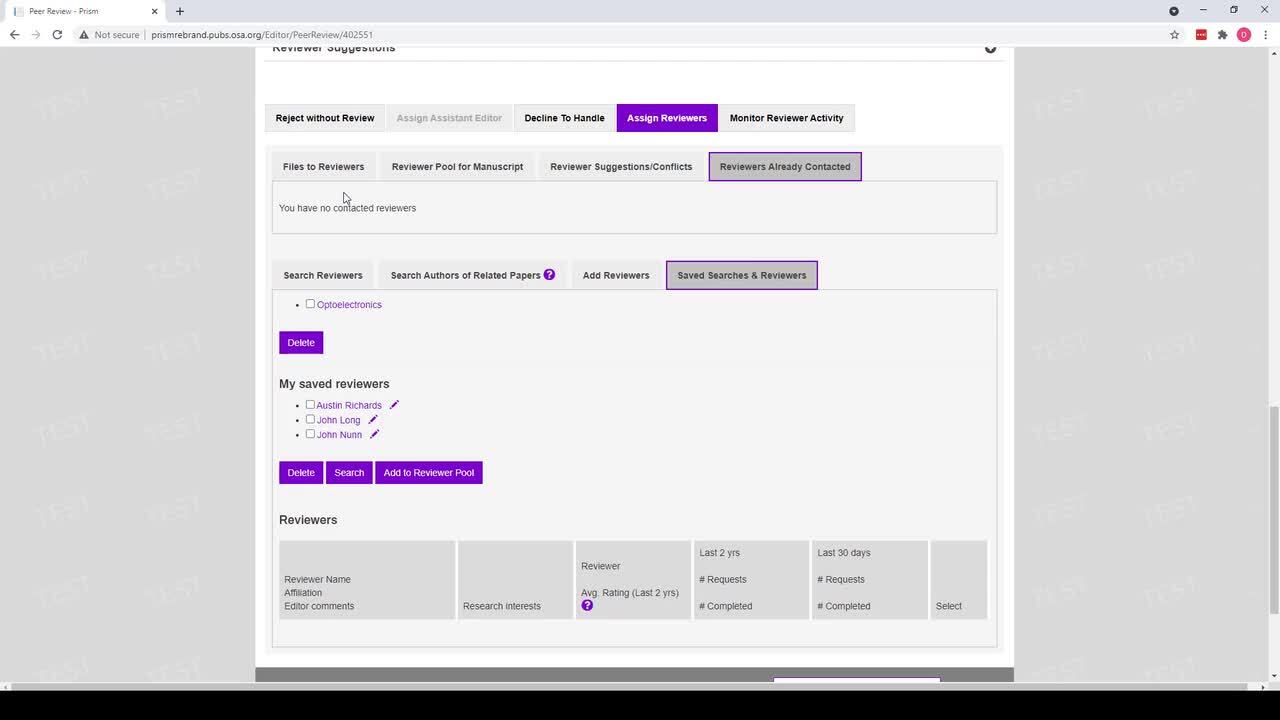 Assign Reviewers Page Design Overview