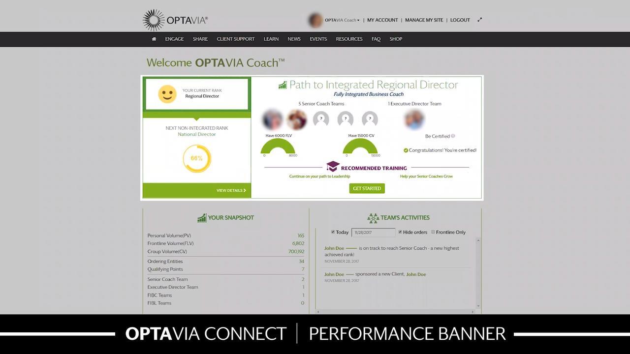 OPTAVIA CONNECT - Performance Banner Video . COACH ANSWERS