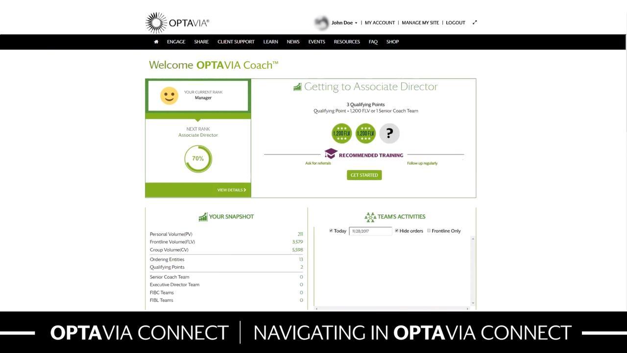 OPTAVIA CONNECT- Navigating OPTAVIA CONNECT Video . COACH ANSWERS