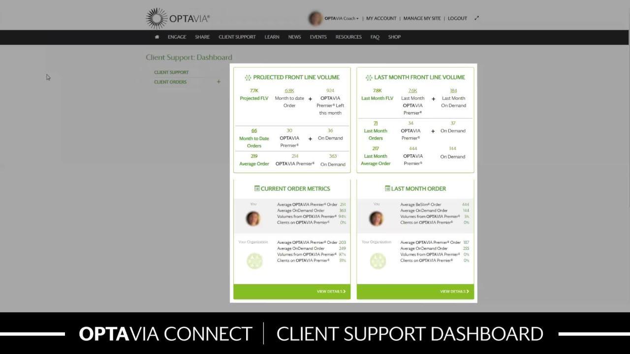 OPTAVIA CONNECT - Client Support Dashboard Video . COACH ANSWERS
