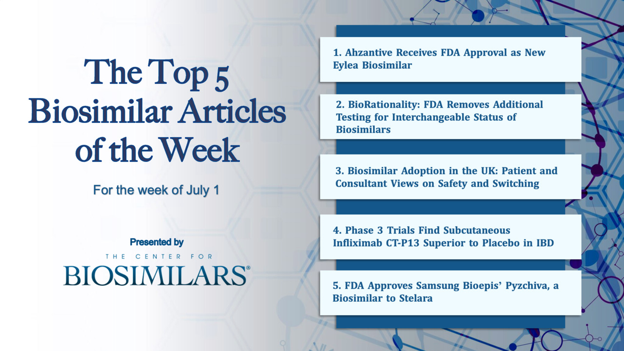 The Top 5 Biosimilar Articles for the Week of July 1