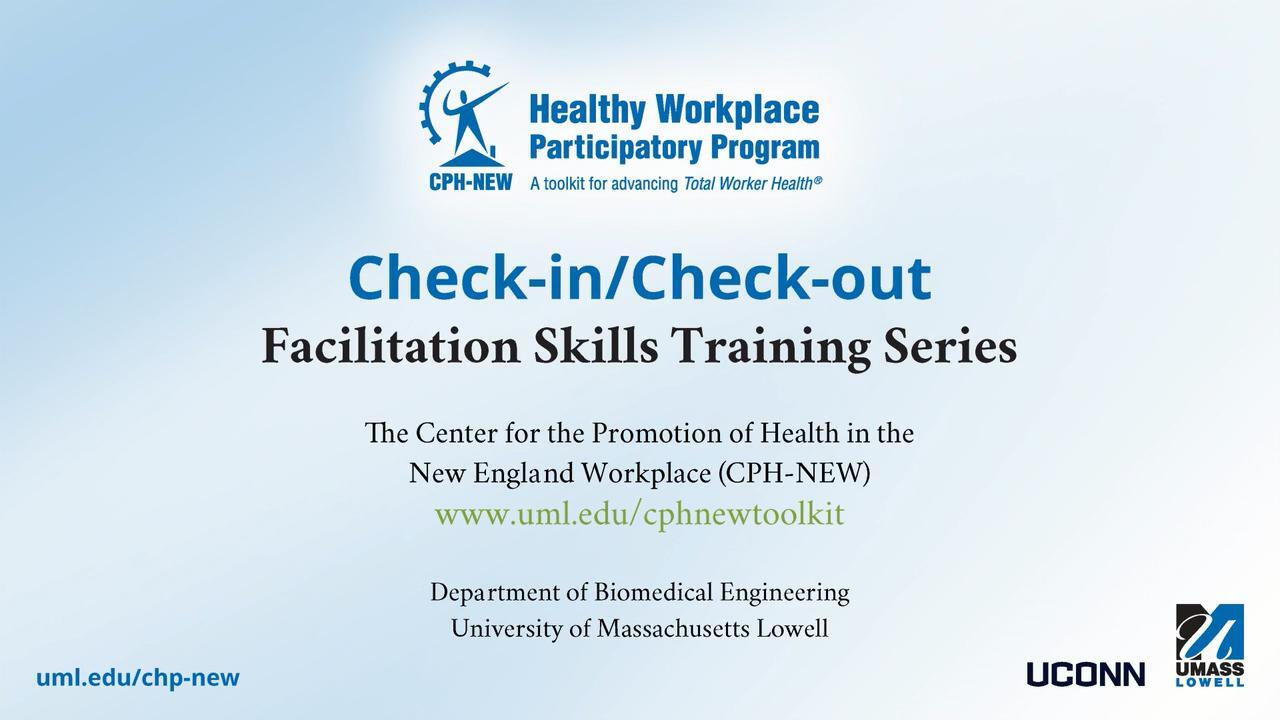Facilitation Skills Training Video Series | Healthy Workplace Participatory  Program | CPH-NEW | Research | UMass Lowell