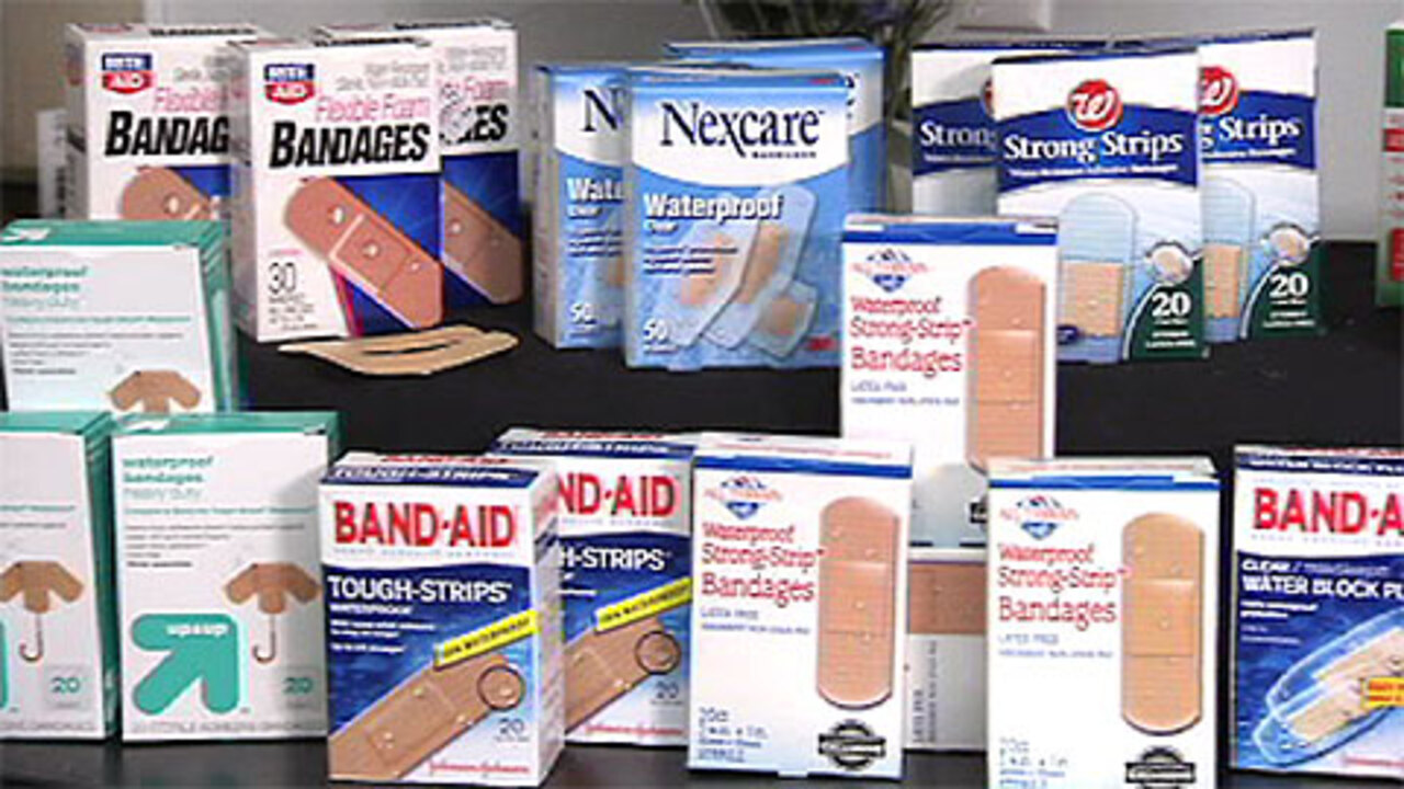 Elastic fabric bandages, assorted sizes, 101/box, with storage box.