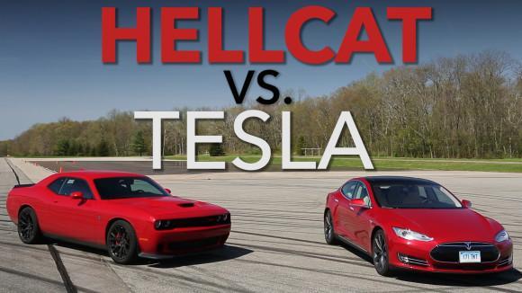 Track Science: Tesla P85D vs. Challenger Hellcat