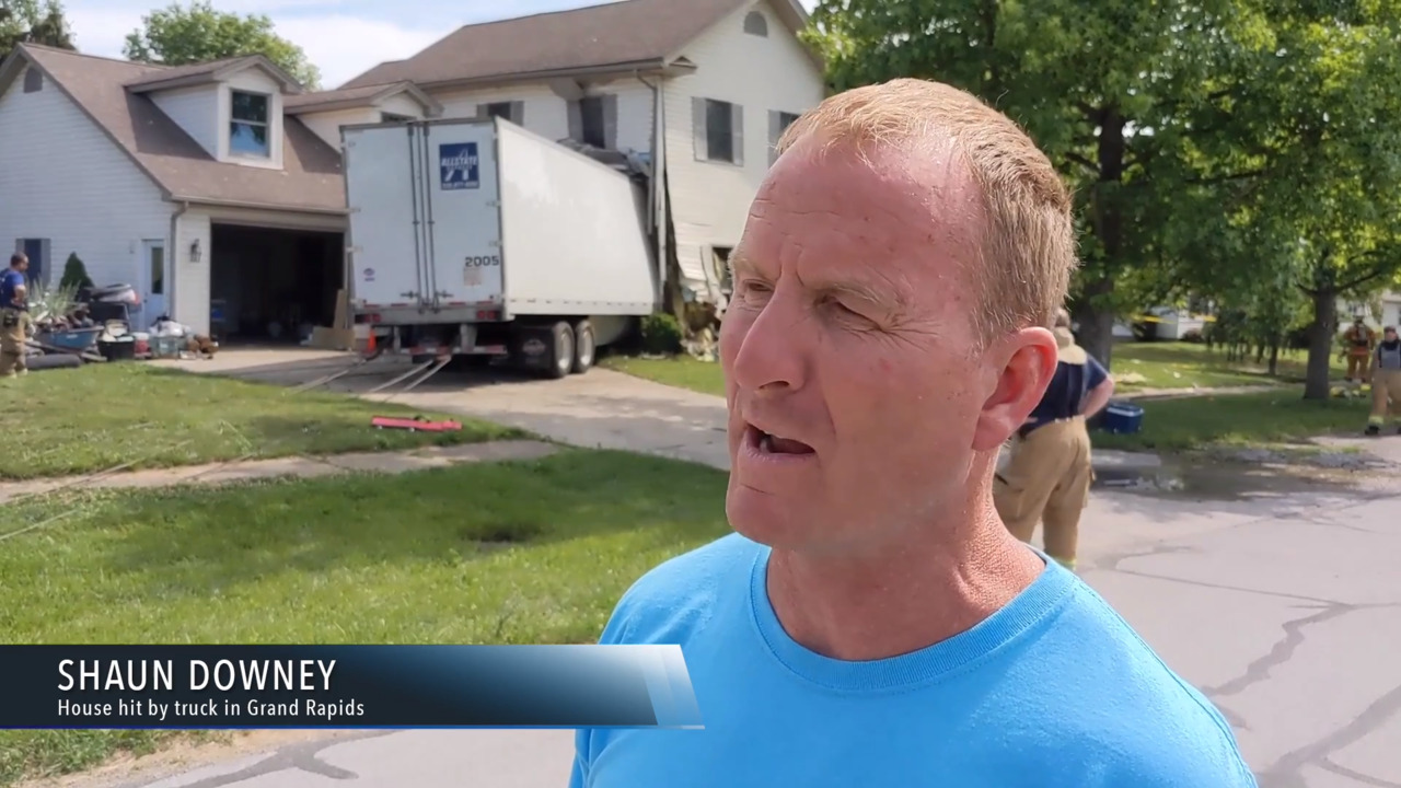 Homeowner describes house being hit by truck in Grand Rapids, Ohio