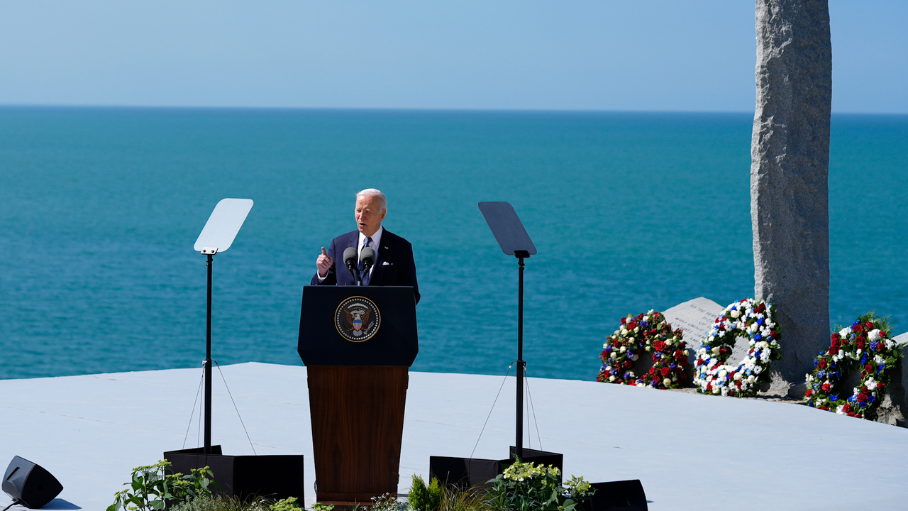 Biden in Normandy delivers a wake-up call address to Americans