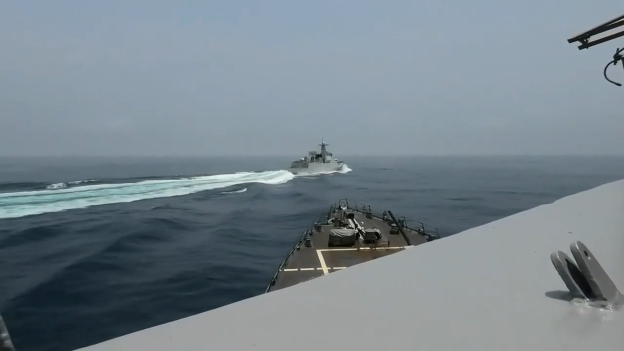 Close call: New video shows Chinese warship sailing dangerously close to U.S. destroyer