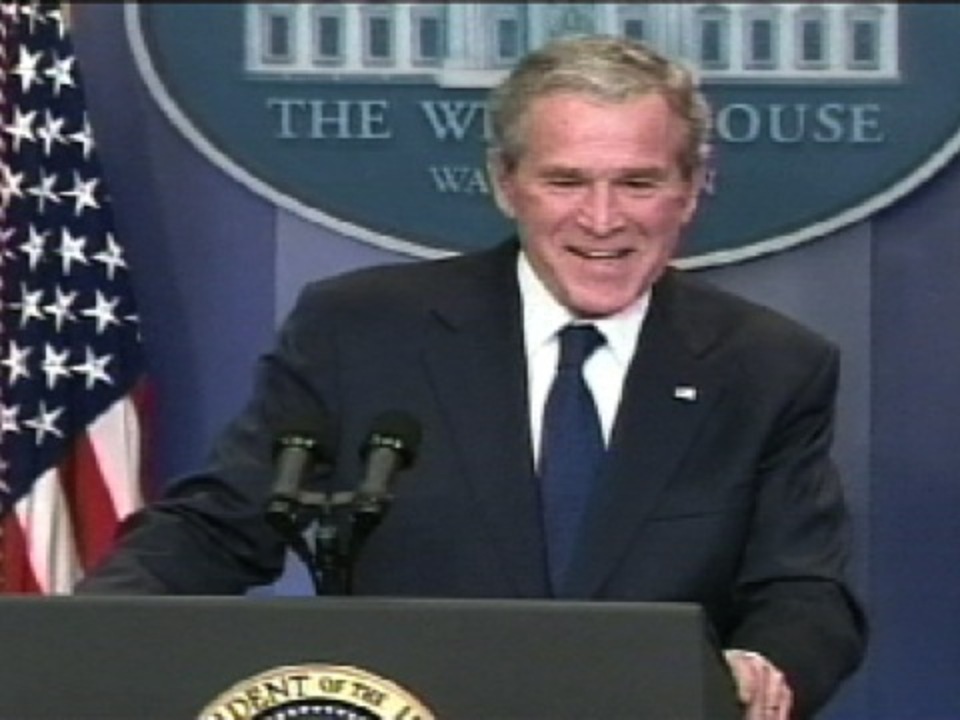 Bush Jokes with Press POLITICO