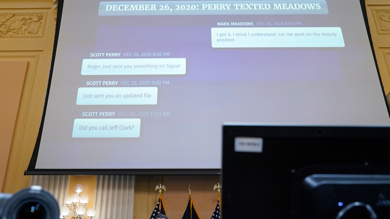 Jan. 6 panel shows Rep. Scott Perry texts urging Meadows to promote Jeffrey Clark