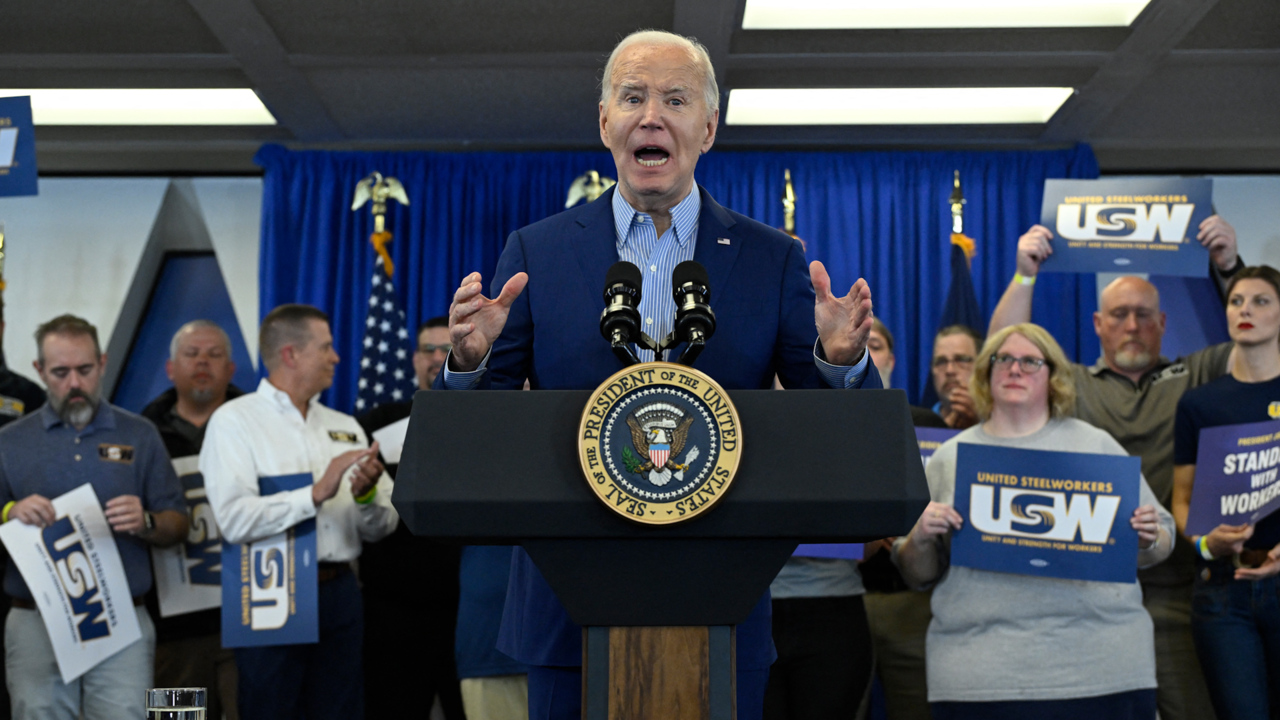 Biden has words for 'cheating' China and Trump in steelworkers speech