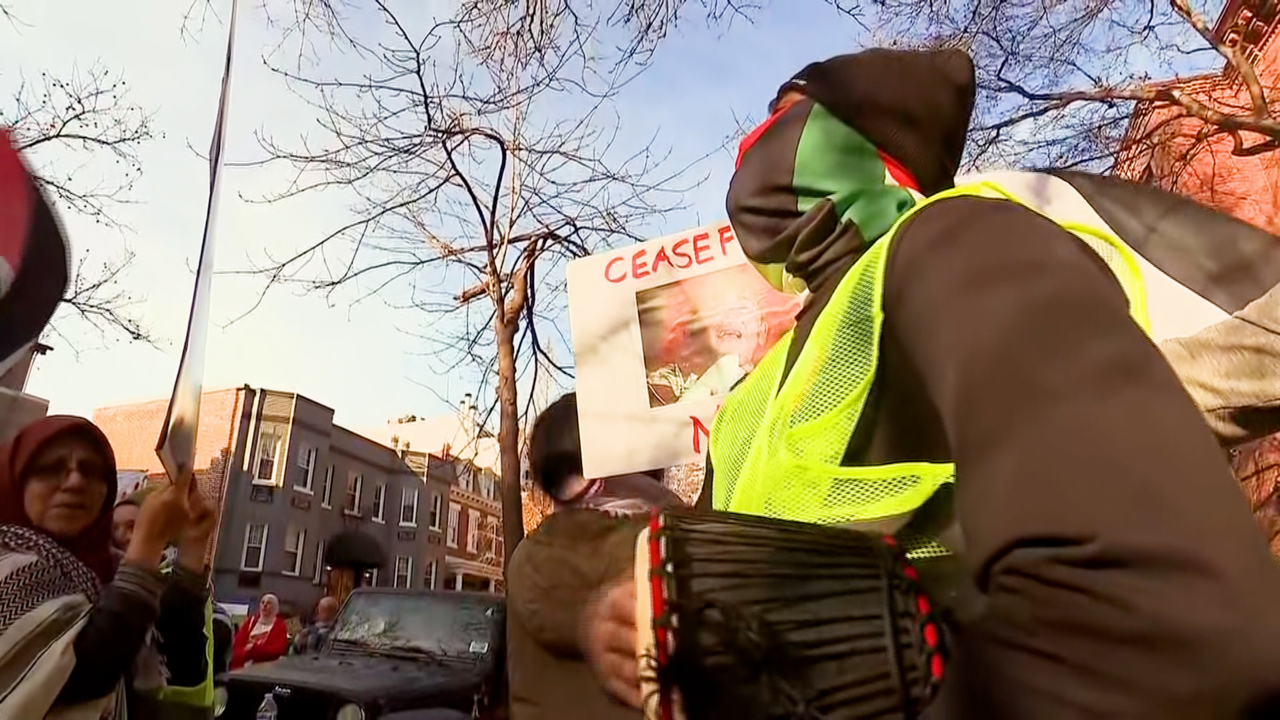 Pro-Palestine activists assemble in front of Jake Sullivan’s home on Christmas day