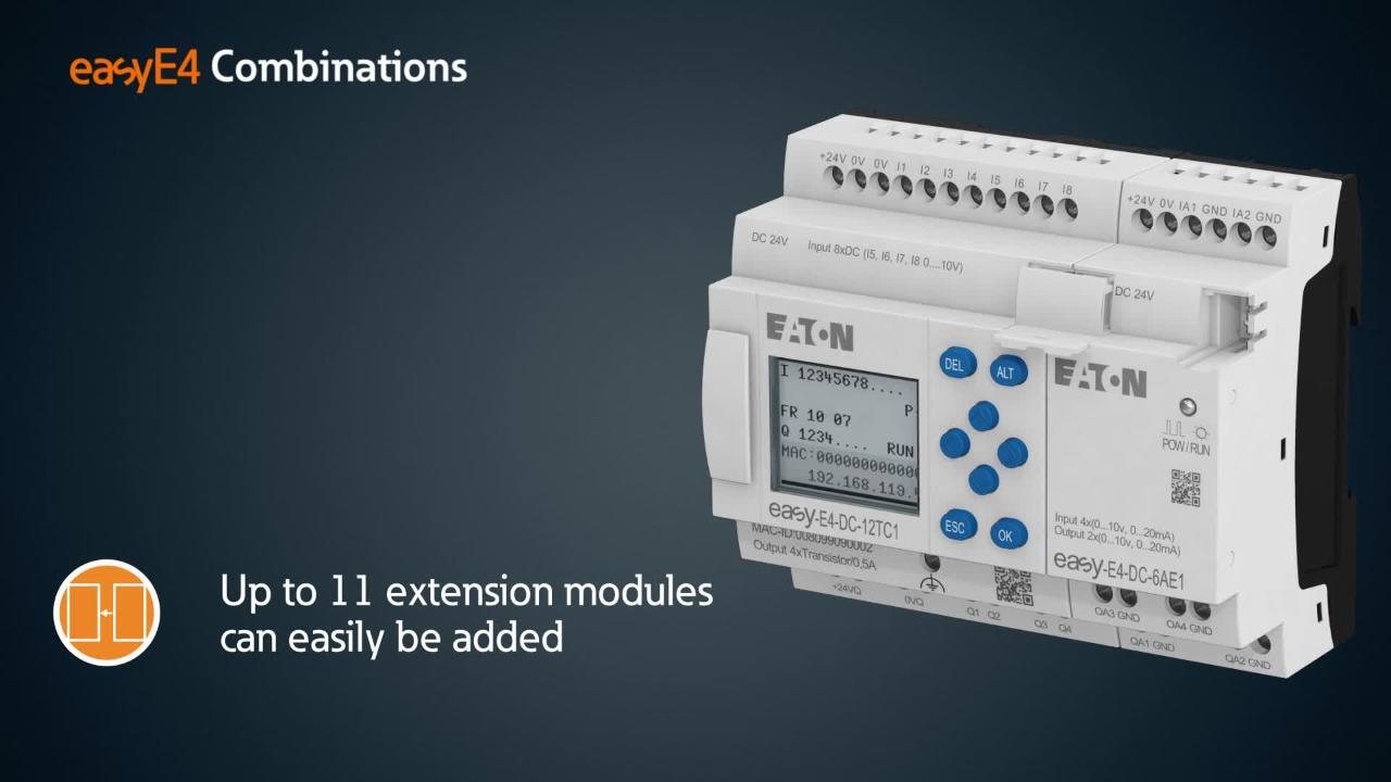 XV-102-A3-57TVRB-1E4, Eaton easyE4 nano programmable logic controller, Specifications