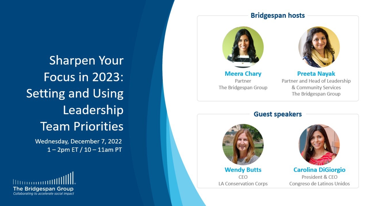 Webinar: Sharpen Your Focus in 2023: Setting and Using Leadership Team  Priorities