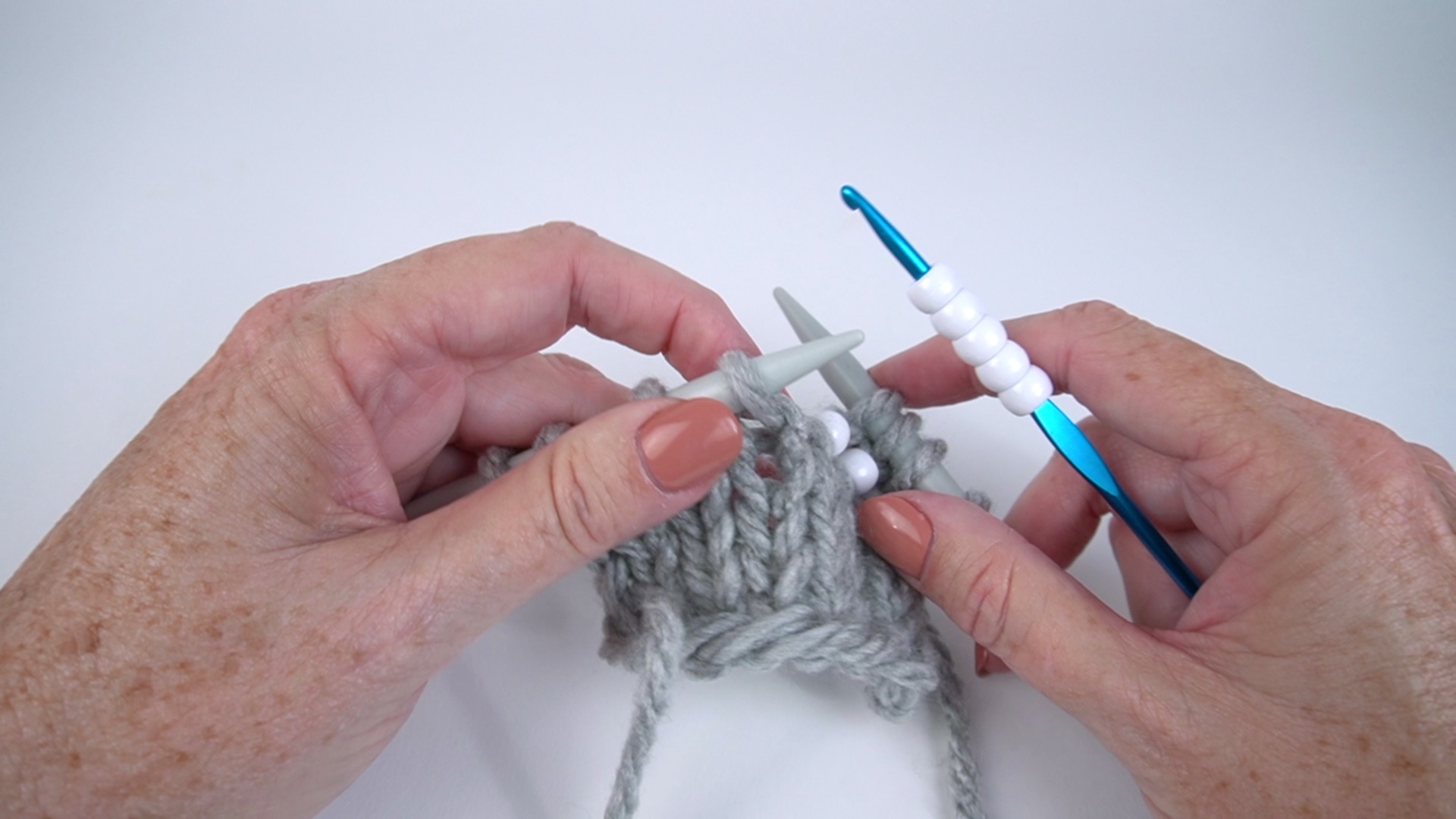 to knot each bead when sewing beads - Jill Wolcott Knits