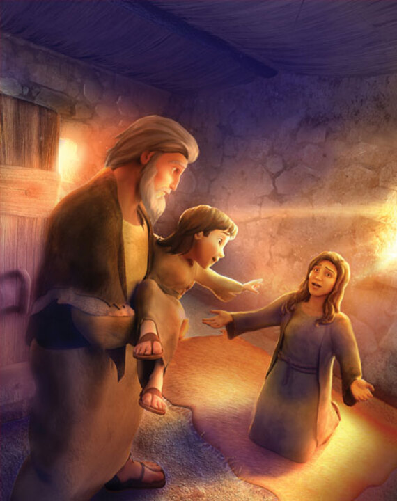 以利亚使寡妇的孩子复活。