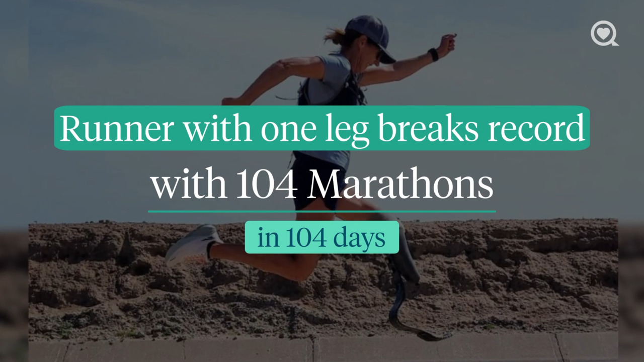 Runner with one leg breaks record with 104 marathons in 104 days