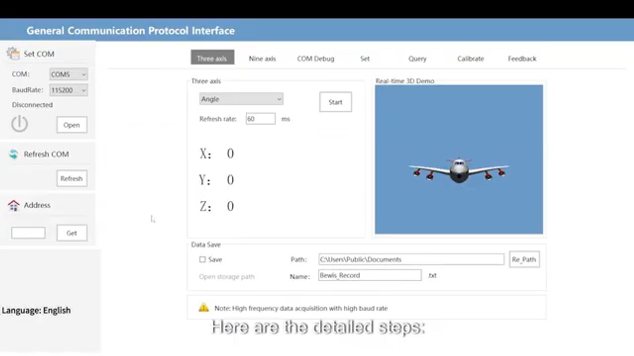 Software Demo for AIT Inertial Measurement Sensors (IMU)  Inclinometer Series