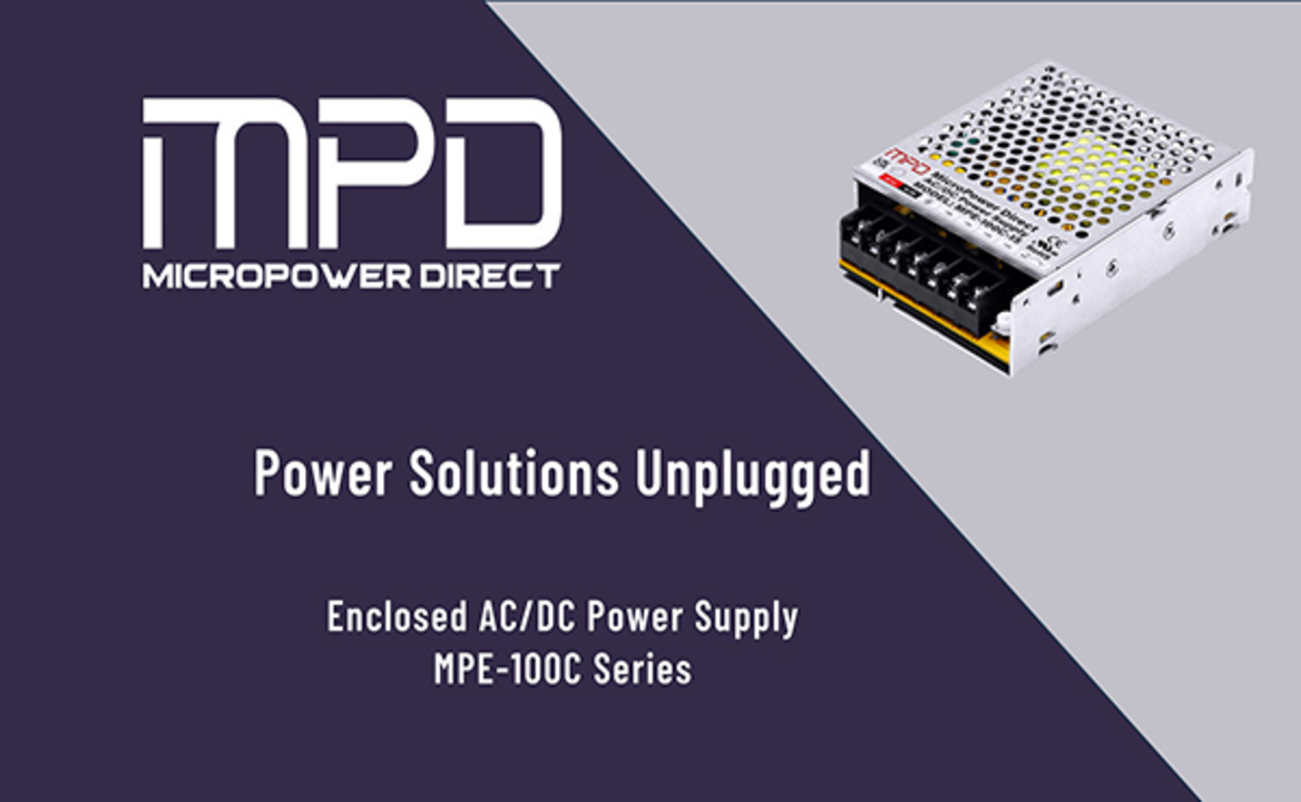 MPD MPE-100C: 100W Enclosed AC/DC Power Supply with High Efficiency & Robust Protection