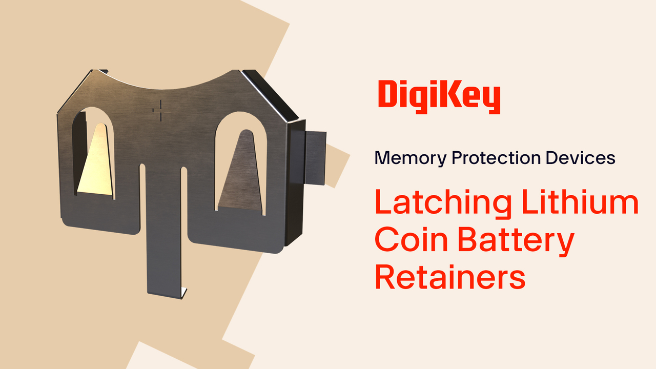 Introducing Latching Lithium Coin Cell Battery Retainers from MPD. These retainers offer a robust, low-cost solution for holding 1225, 2032, and 2450 lithium coin cell batteries in applications such as consumer electronics and handheld devices.