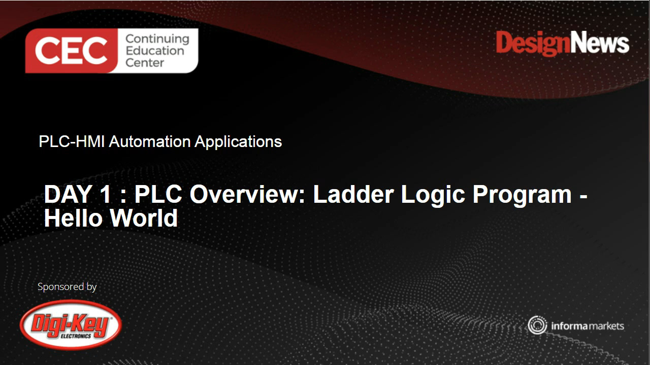 PLC-HMI Automation Applications – Day 1
