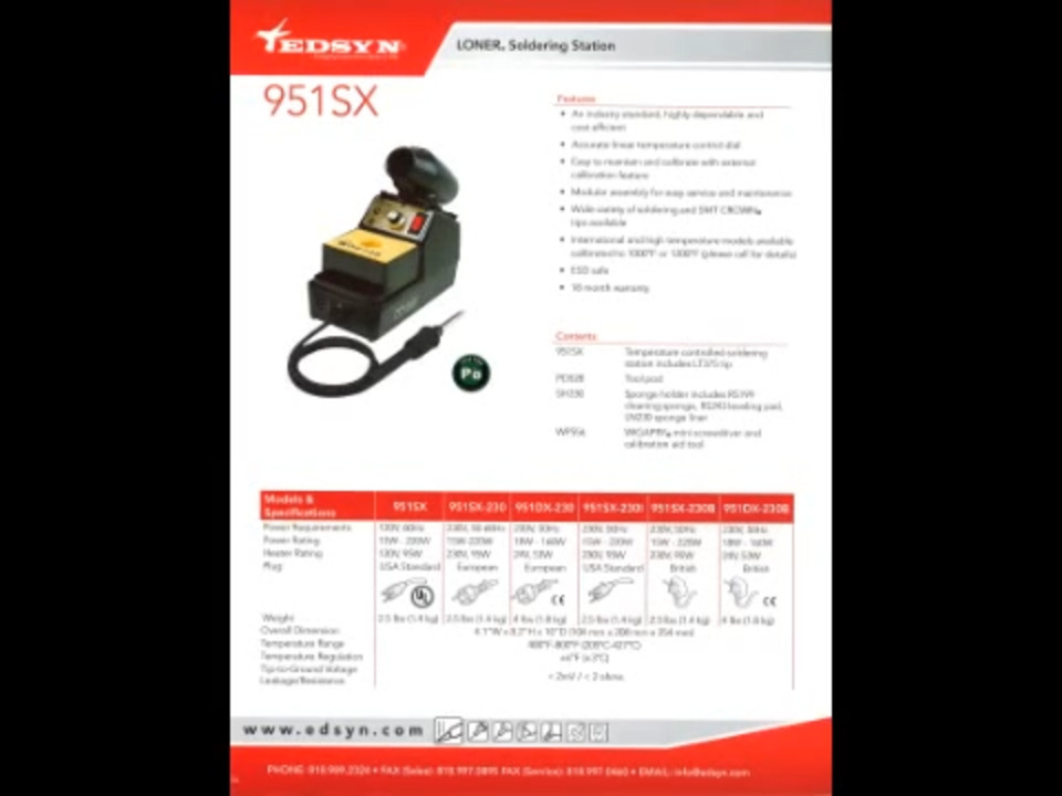 Edsyn’s model 951SX Temperature Controlled Soldering Station 